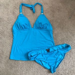 Blue halter tankini